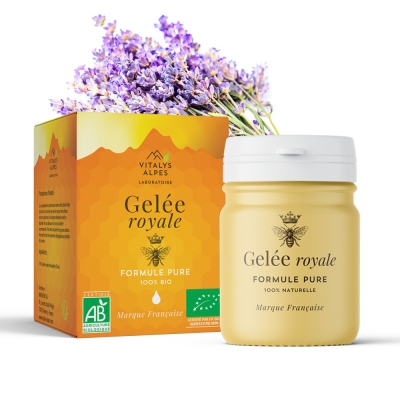 gelée royale bio fraiche en pot de 25gr vitalys alpes