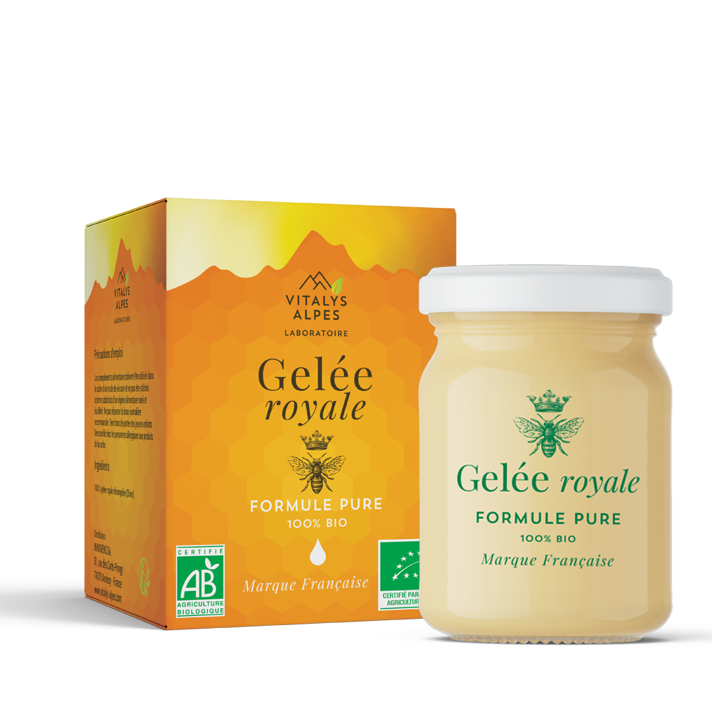 gelée royale bio fraiche en pot de 25gr vitalys alpes